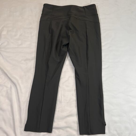 Athleta Stellar Trouser Pants Size L Dark Army Green Zip Pockets Crop Ankle Slim - Picture 10 of 15
